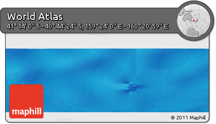 Physical Panoramic Map of the Area around 40° 59' 12" S, 159° 52' 30" E