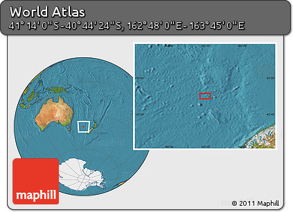 Satellite Location Map of the Area around 40° 59' 12" S, 163° 16' 30" E