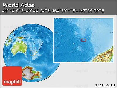 Physical Location Map of the Area around 40° 59' 12" S, 164° 58' 29" E