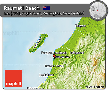 Physical Map of Raumati Beach