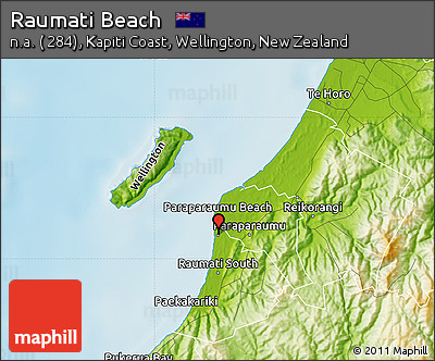 Physical Map of Raumati Beach