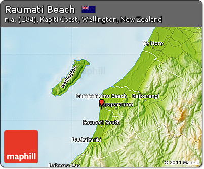 Physical Map of Raumati Beach