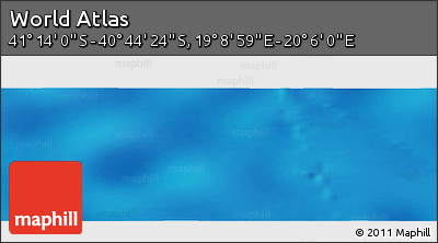 Physical Panoramic Map of the Area around 40° 59' 12" S, 19° 37' 30" E