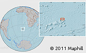 Gray Location Map of the area around 40° 59' 12" S, 1° 46' 29" E, hill shading