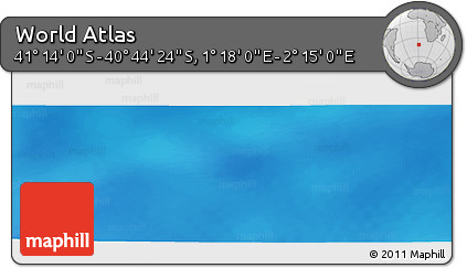 Physical Panoramic Map of the Area around 40° 59' 12" S, 1° 46' 29" E