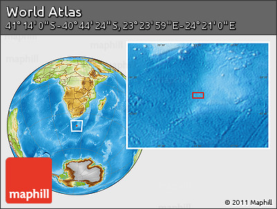 Physical Location Map of the Area around 40° 59' 12" S, 23° 52' 30" E