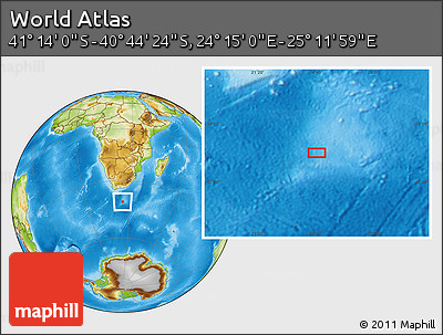 Physical Location Map of the Area around 40° 59' 12" S, 24° 43' 30" E