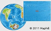 Physical Location Map of the area around 40° 59' 12" S, 24° 34' 30" W