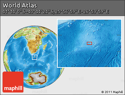 Physical Location Map of the Area around 40° 59' 12" S, 26° 25' 29" E