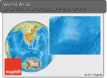 Physical Location Map of the Area around 40° 59' 12" S, 27° 16' 29" E