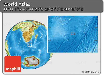 Physical Location Map of the Area around 40° 59' 12" S, 29° 49' 30" E