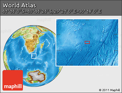 Physical Location Map of the Area around 40° 59' 12" S, 29° 49' 30" E