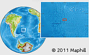 Physical Location Map of the area around 40° 59' 12" S, 30° 31' 29" W