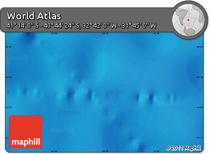 Shaded Relief Map of the Area around 40° 59' 12" S, 32° 13' 30" W