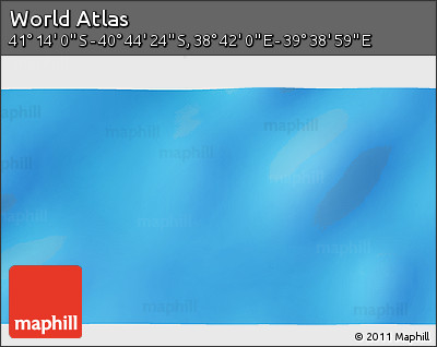 Physical 3D Map of the Area around 40° 59' 12" S, 39° 10' 29" E