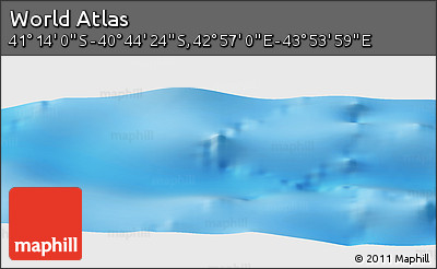 Physical Panoramic Map of the Area around 40° 59' 12" S, 43° 25' 29" E