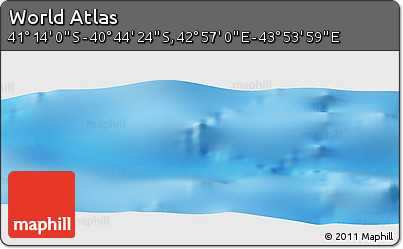 Physical Panoramic Map of the Area around 40° 59' 12" S, 43° 25' 29" E