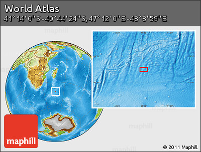 Physical Location Map of the Area around 40° 59' 12" S, 47° 40' 29" E