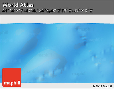 Physical 3D Map of the Area around 40° 59' 12" S, 48° 31' 29" E
