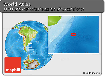 Physical Location Map of the Area around 40° 59' 12" S, 53° 28' 30" W