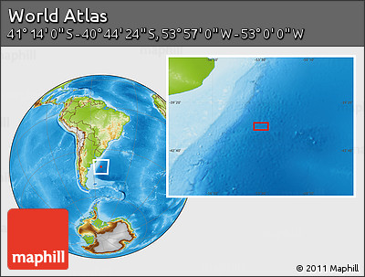 Physical Location Map of the Area around 40° 59' 12" S, 53° 28' 30" W
