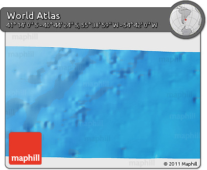 Shaded Relief 3D Map of the Area around 40° 59' 12" S, 55° 10' 29" W