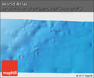 Shaded Relief 3D Map of the Area around 40° 59' 12" S, 55° 10' 29" W