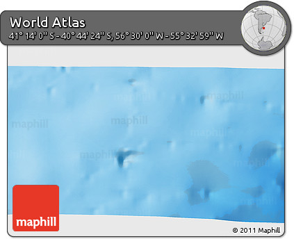Physical 3D Map of the Area around 40° 59' 12" S, 56° 1' 29" W