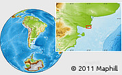 Physical Location Map of the area around 40° 59' 12" S, 62° 49' 30" W