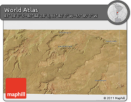 Satellite 3D Map of the Area around 40° 59' 12" S, 66° 13' 29" W
