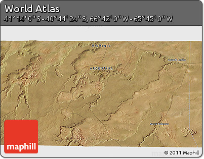 Satellite 3D Map of the Area around 40° 59' 12" S, 66° 13' 29" W