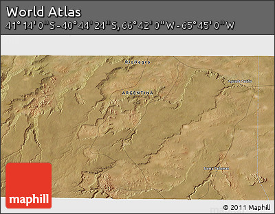 Satellite 3D Map of the Area around 40° 59' 12" S, 66° 13' 29" W