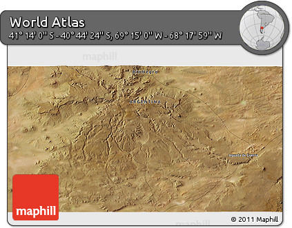 Satellite 3D Map of the Area around 40° 59' 12" S, 68° 46' 30" W