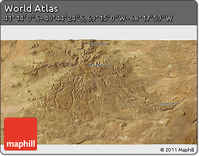 Satellite 3D Map of the Area around 40° 59' 12" S, 68° 46' 30" W
