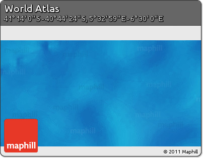 Shaded Relief 3D Map of the Area around 40° 59' 12" S, 6° 1' 30" E