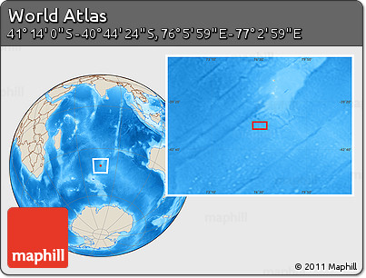 Shaded Relief Location Map of the Area around 40° 59' 12" S, 76° 34' 29" E