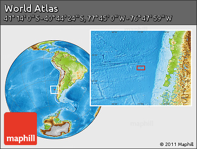 Physical Location Map of the Area around 40° 59' 12" S, 77° 16' 30" W