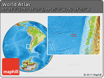 Physical Location Map of the Area around 40° 59' 12" S, 77° 16' 30" W