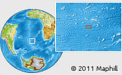 Physical Location Map of the area around 40° 59' 12" S, 7° 34' 30" W