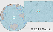 Gray Location Map of the area around 40° 59' 12" S, 89° 19' 29" E, hill shading
