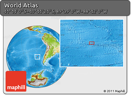 Physical Location Map of the Area around 40° 59' 12" S, 89° 10' 30" W