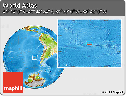 Physical Location Map of the Area around 40° 59' 12" S, 89° 10' 30" W