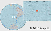 Gray Location Map of the area around 40° 59' 12" S, 90° 1' 30" W, hill shading