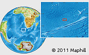 Physical Location Map of the area around 40° 59' 12" S, 9° 25' 30" E