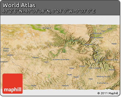 Satellite 3D Map of the Area around 41° 16' 52" N, 0° 4' 30" E