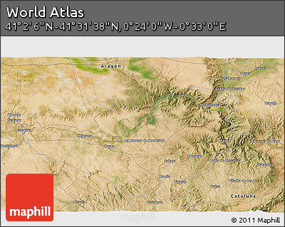Satellite 3D Map of the Area around 41° 16' 52" N, 0° 4' 30" E