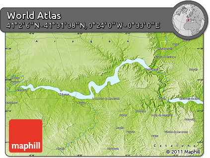 Physical Map of the Area around 41° 16' 52" N, 0° 4' 30" E