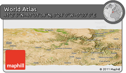 Satellite Panoramic Map of the Area around 41° 16' 52" N, 0° 4' 30" E