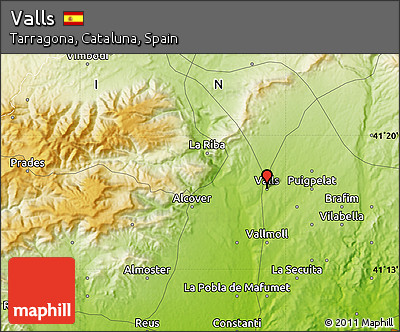Physical Map of Valls