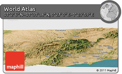 Satellite Panoramic Map of the Area around 41° 16' 52" N, 0° 55' 29" E